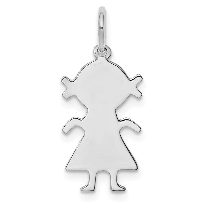 Million Charms 925 Sterling Silver Rhod-Plated Eng. Girl Polished Front/Satin Back Disc Charm