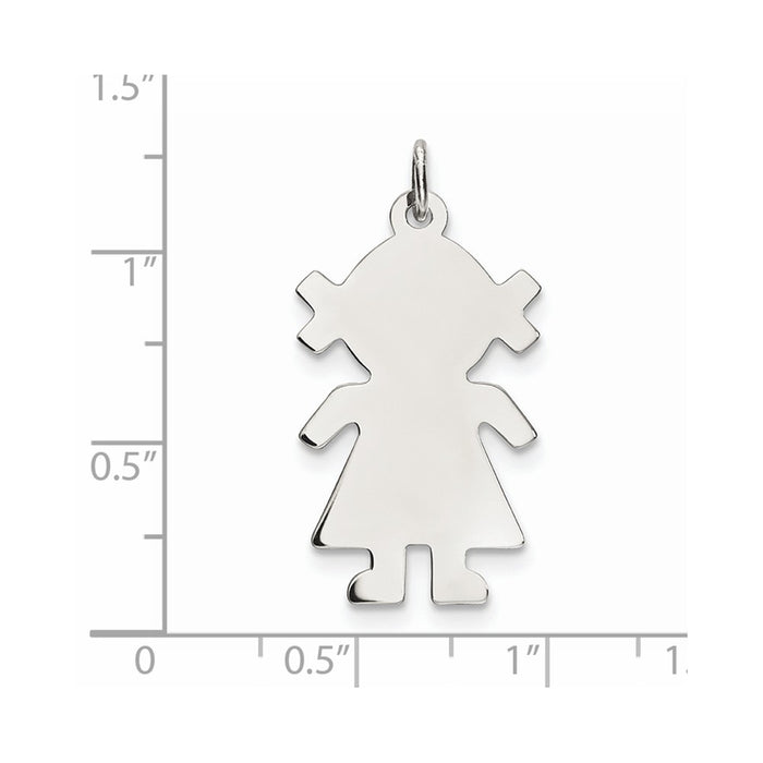 Million Charms 925 Sterling Silver Rhod-Plated Eng. Girl Polished Front/Satin Back Disc Charm