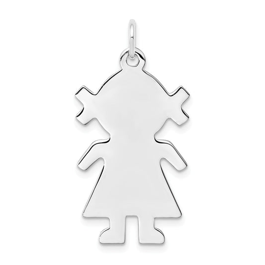 Million Charms 925 Sterling Silver Rhod-Plated Eng. Girl Polished Front/Satin Back Disc Charm