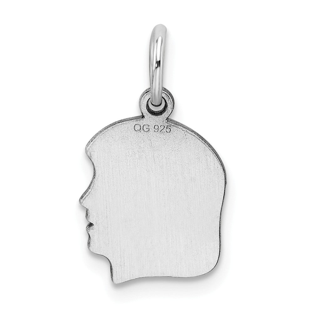 Million Charms 925 Sterling Silver Rh-Plt Engraveable Girl Disc Charm Polish On Front/Back
