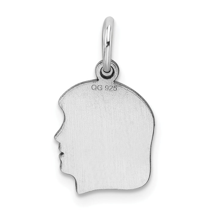 Million Charms 925 Sterling Silver Rh-Plt Engraveable Girl Disc Charm Polish On Front/Back