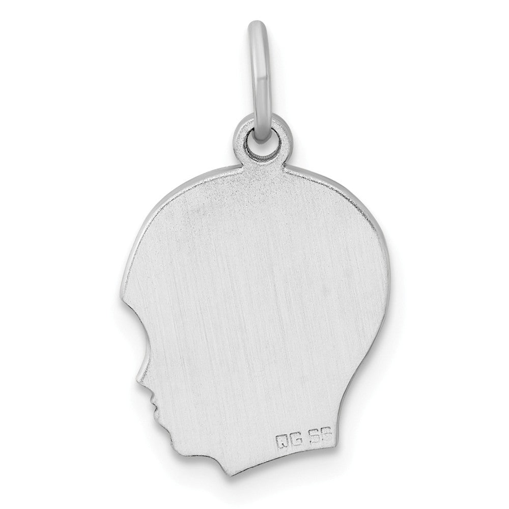 Million Charms 925 Sterling Silver Rh-Plt Engraveable Boy Disc Charm Polish On Front/Back