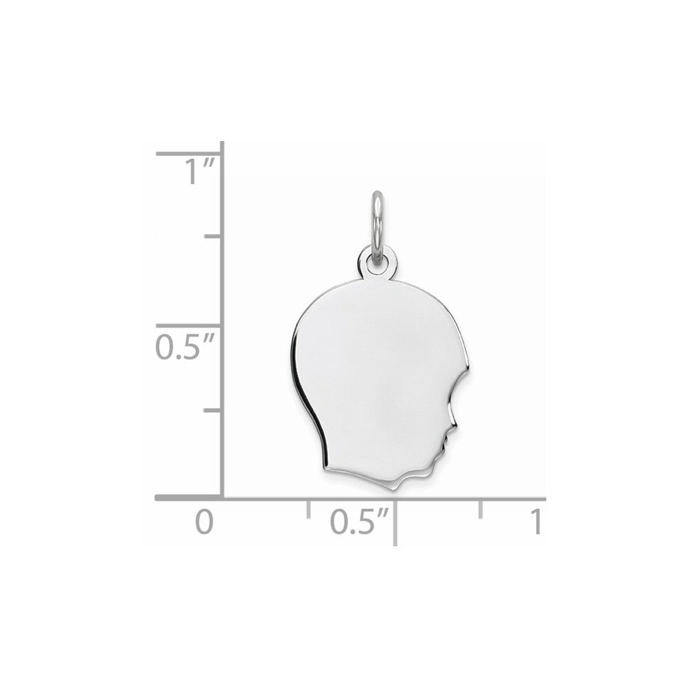 Million Charms 925 Sterling Silver Rh-Plt Engraveable Boy Disc Charm Polish On Front/Back