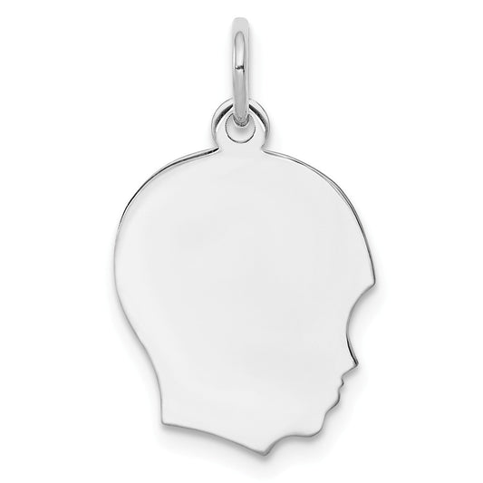 Million Charms 925 Sterling Silver Rh-Plt Engraveable Boy Disc Charm Polish On Front/Back