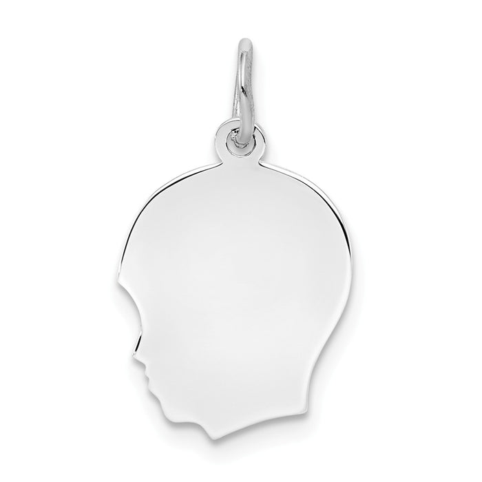 Million Charms 925 Sterling Silver Rh-Plt Engraveable Boy Disc Charm Polish On Front/Back