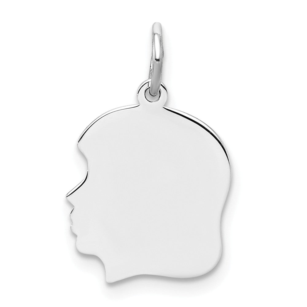 Million Charms 925 Sterling Silver Rh-Plt Engraveable Girl Disc Charm Polish On Front/Back