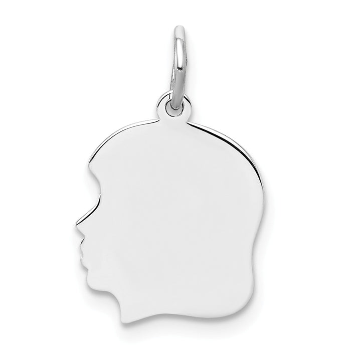 Million Charms 925 Sterling Silver Rh-Plt Engraveable Girl Disc Charm Polish On Front/Back