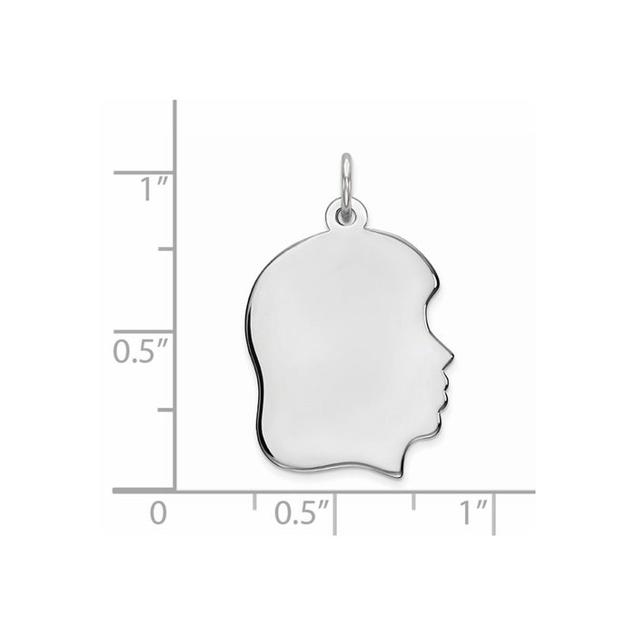 Million Charms 925 Sterling Silver Rhod-Plate Eng. Girl Polish Front/Satin Back Disc Charm