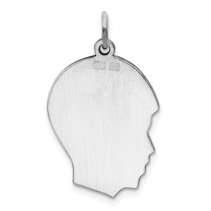 Million Charms 925 Sterling Silver Rhod-Plate Eng. Boy Polished Front/Satin Back Disc Charm