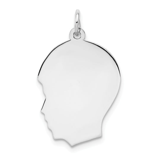 Million Charms 925 Sterling Silver Rhod-Plate Eng. Boy Polished Front/Satin Back Disc Charm