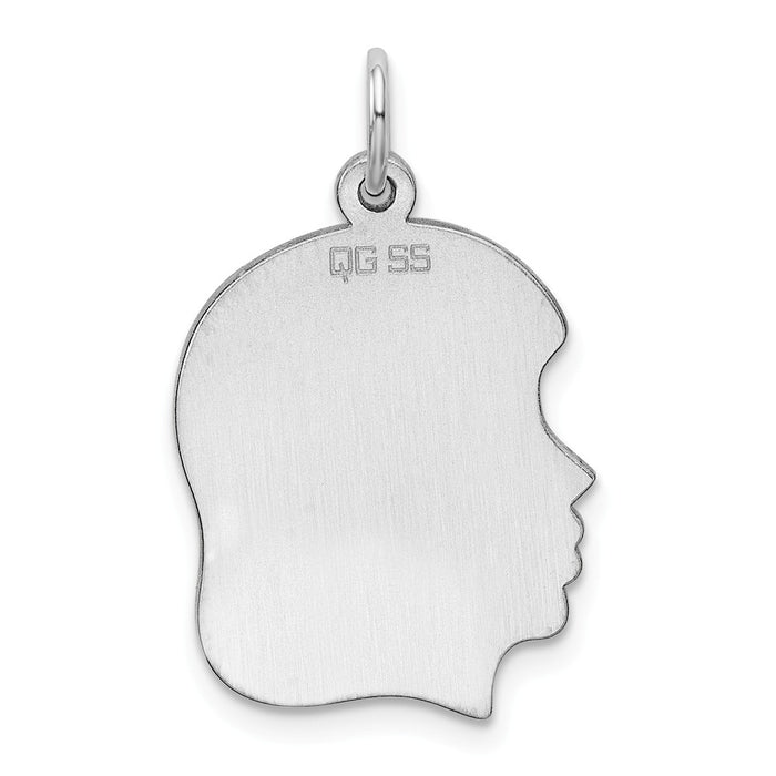 Million Charms 925 Sterling Silver Rhod-Plate Eng. Girl Polished Front/Satin Back Disc Charm