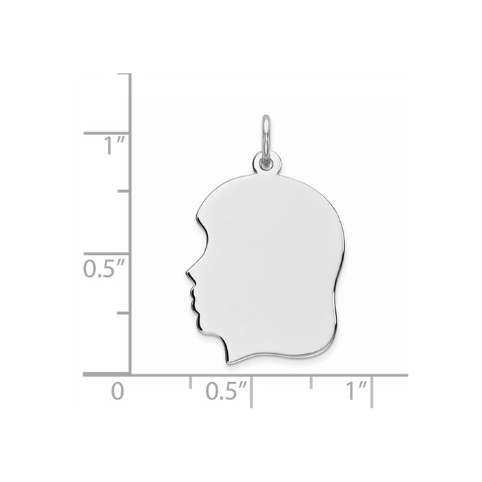 Million Charms 925 Sterling Silver Rhod-Plate Eng. Girl Polished Front/Satin Back Disc Charm