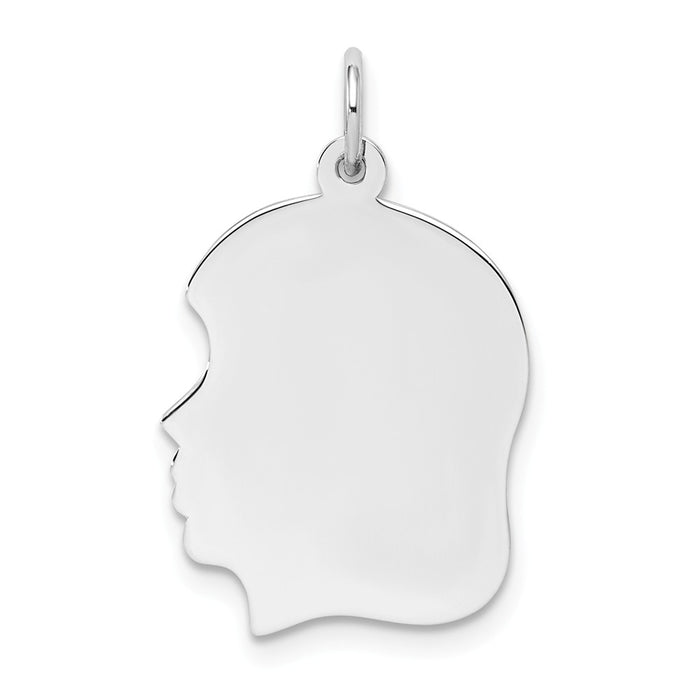 Million Charms 925 Sterling Silver Rhod-Plate Eng. Girl Polished Front/Satin Back Disc Charm