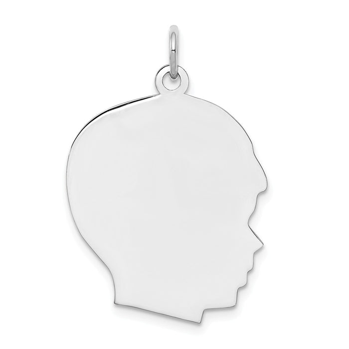 Million Charms Sterl 925 Sterling Silver Rh-Plt Engraveable Boy Polished Front/Satin Back Disc Charm