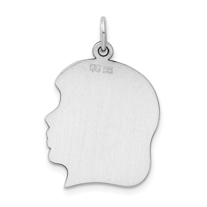 Million Charms 925 Sterling Silver Rh-Plt Engraveable Girl Disc Charm Polish On Front/Back