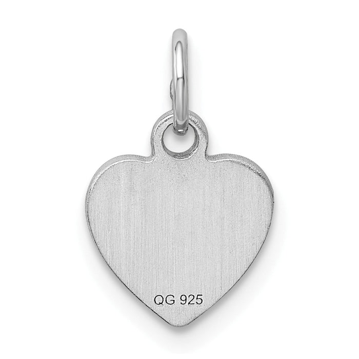 Million Charms 925 Sterling Silver Rh-Plt Engraveable Heart Polished Front/Back Disc Charm