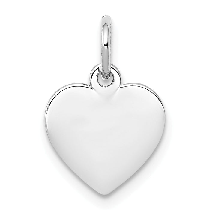 Million Charms 925 Sterling Silver Rh-Plt Engraveable Heart Polished Front/Back Disc Charm