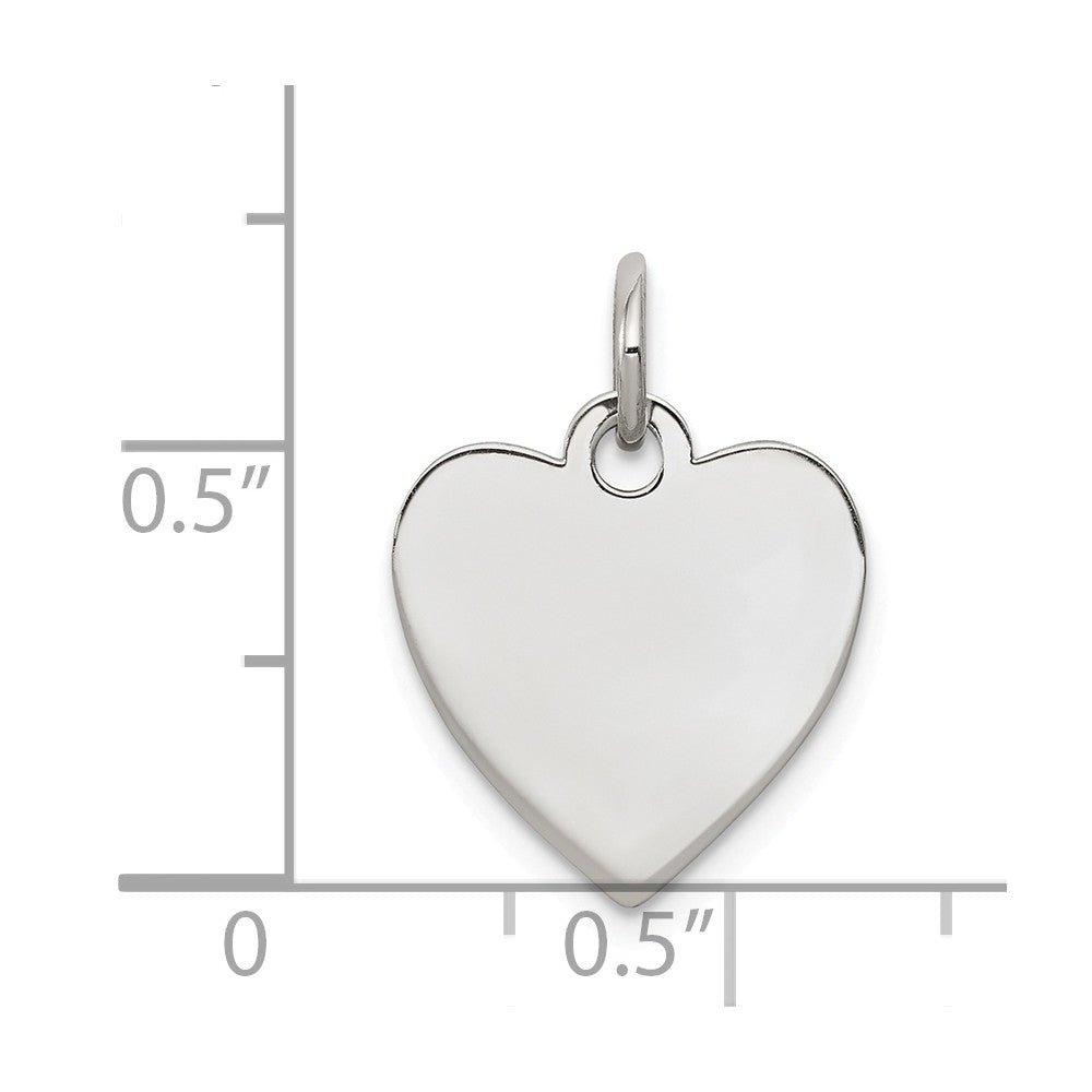 Million Charms 925 Sterling Silver Rhod-Plated Eng. Heart Polish Front/Satin Back Disc Charm
