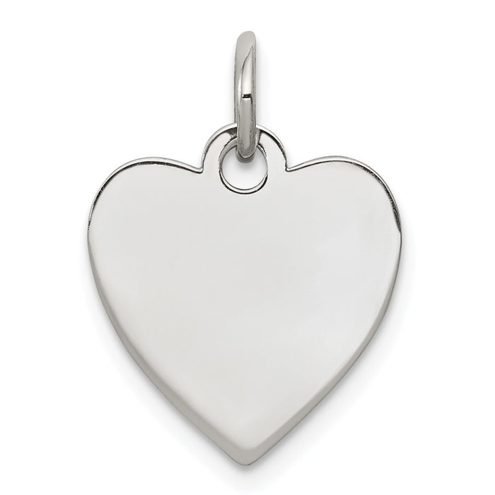 Million Charms 925 Sterling Silver Rhod-Plated Eng. Heart Polish Front/Satin Back Disc Charm