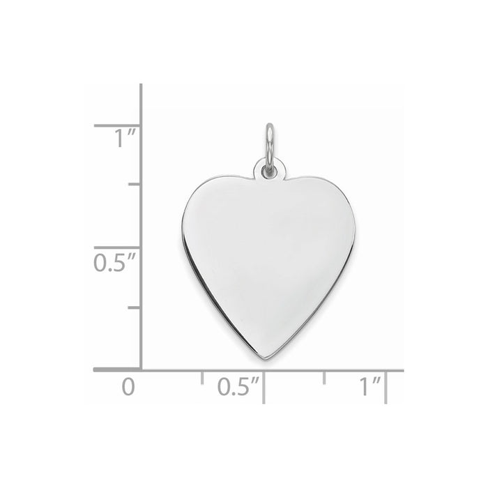 Million Charms 925 Sterling Silver Rhod-Plated Eng. Heart Polish Front/Satin Back Disc Charm