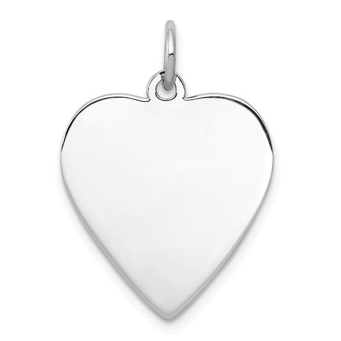 Million Charms 925 Sterling Silver Rhod-Plated Eng. Heart Polish Front/Satin Back Disc Charm