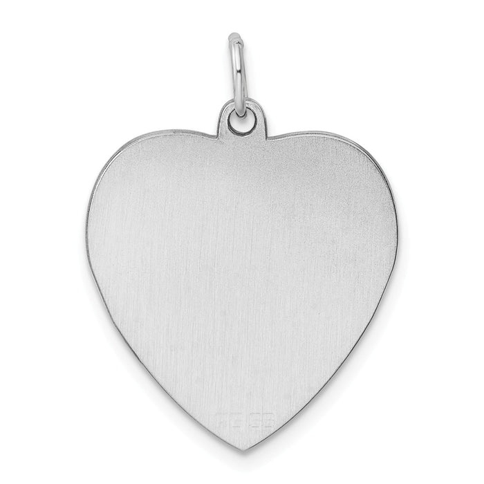 Million Charms 925 Sterling Silver Rhod-Plated Eng. Heart Polish Front/Satin Back Disc Charm