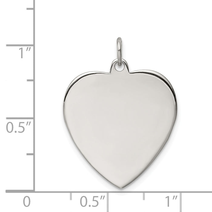 Million Charms 925 Sterling Silver Rh-Plt Engraveable Heart Polished Front/Back Disc Charm