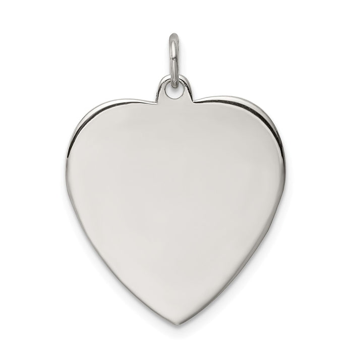 Million Charms 925 Sterling Silver Rh-Plt Engraveable Heart Polished Front/Back Disc Charm