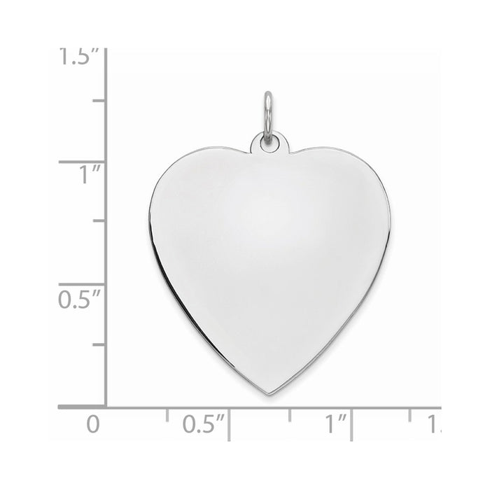 Million Charms 925 Sterling Silver Rhod-Plated Eng. Heart Polish Front/Satin Back Disc Charm