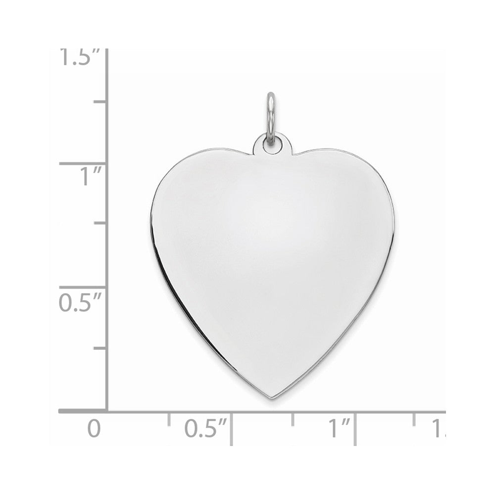 Million Charms 925 Sterling Silver Rh-Plt Engraveable Heart Polished Front/Back Disc Charm
