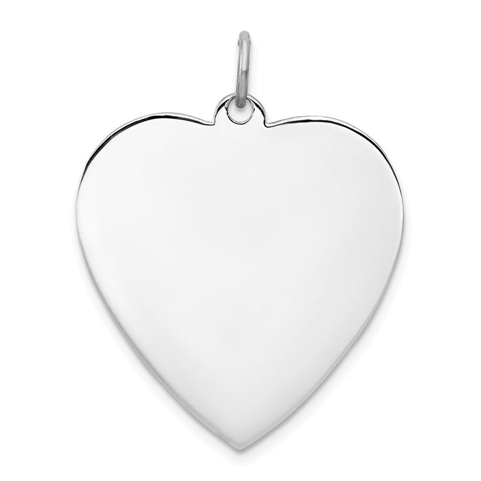 Million Charms 925 Sterling Silver Rh-Plt Engraveable Heart Polished Front/Back Disc Charm