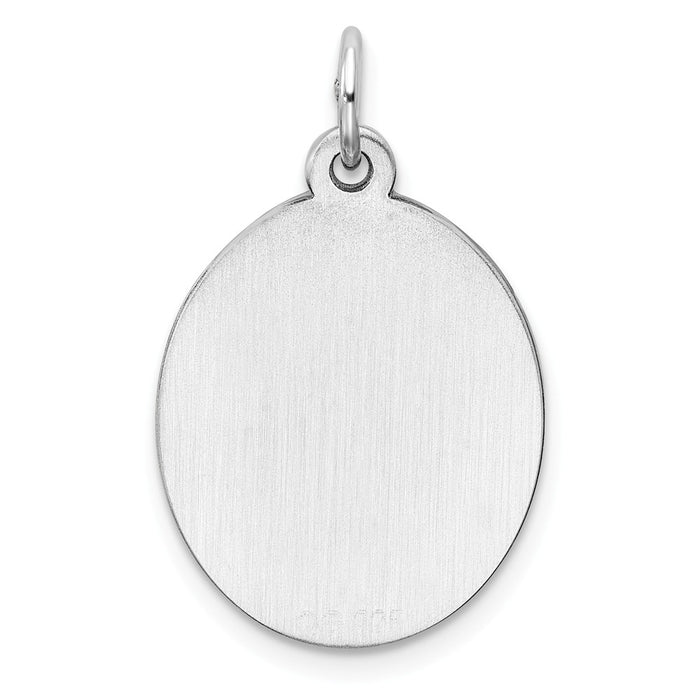 Million Charms 925 Sterling Silver Rhod-Plate Eng. Oval Polish Front/Satin Back Disc Charm