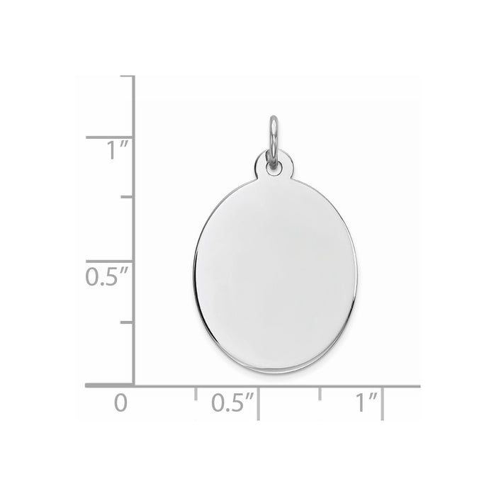 Million Charms 925 Sterling Silver Rhod-Plate Eng. Oval Polish Front/Satin Back Disc Charm