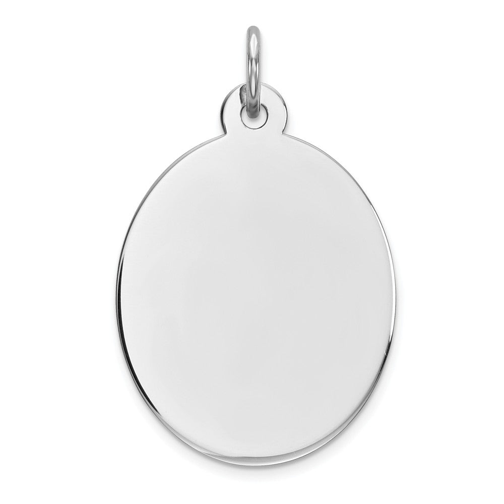 Million Charms 925 Sterling Silver Rhod-Plate Eng. Oval Polish Front/Satin Back Disc Charm