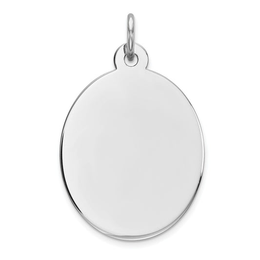 Million Charms 925 Sterling Silver Rhod-Plate Eng. Oval Polish Front/Satin Back Disc Charm