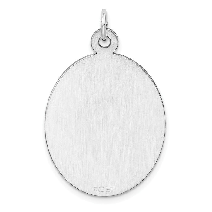 Million Charms 925 Sterling Silver Rhod-Plate Eng. Oval Polish Front/Satin Back Disc Charm