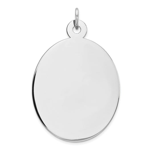 Million Charms 925 Sterling Silver Rhod-Plate Eng. Oval Polish Front/Satin Back Disc Charm