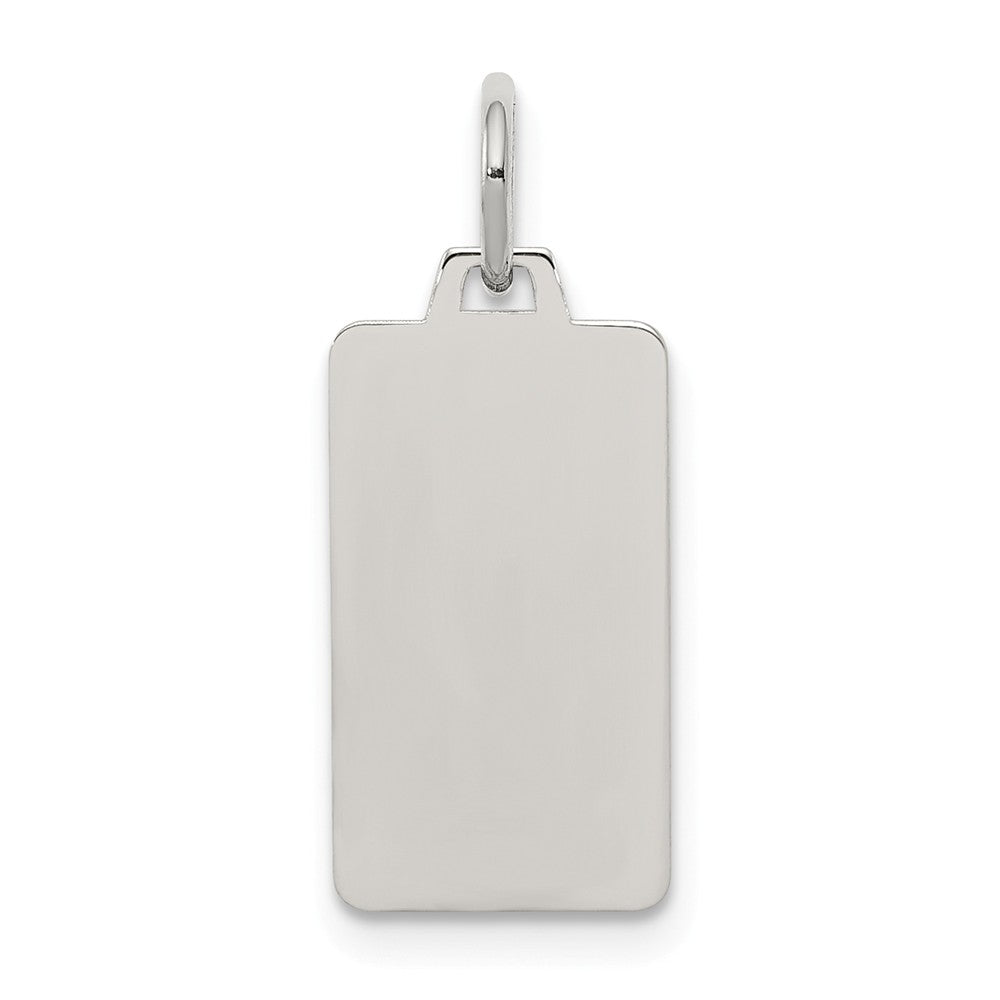 Million Charms 925 Sterling Silver Rhod-Plate Eng. Rect. Polish Front/Satin Back Disc Charm