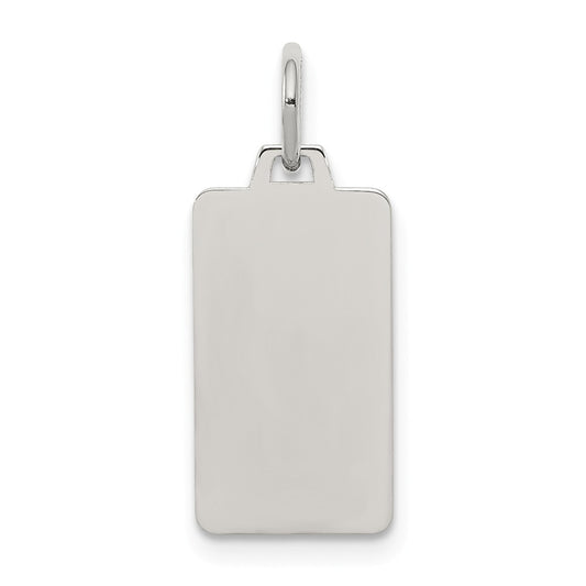 Million Charms 925 Sterling Silver Rhod-Plate Eng. Rect. Polish Front/Satin Back Disc Charm
