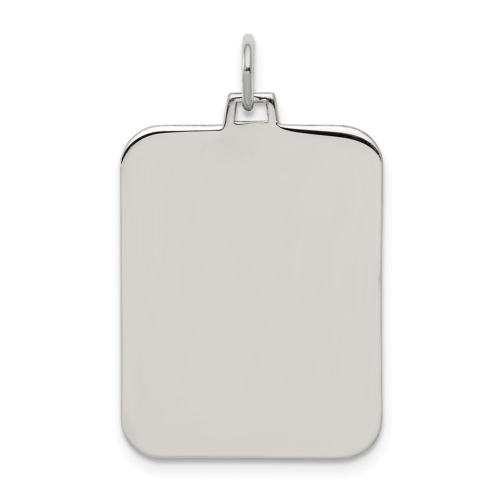 Million Charms 925 Sterling Silver Rhod-Plate Eng. Rect. Polish Front/Satin Back Disc Charm