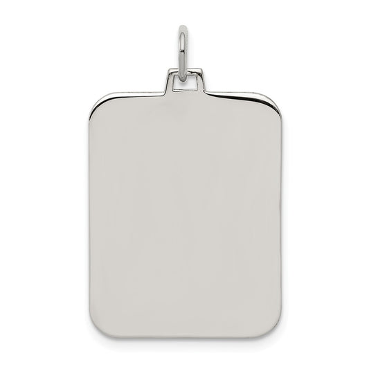Million Charms 925 Sterling Silver Rhod-Plate Eng. Rect. Polish Front/Satin Back Disc Charm