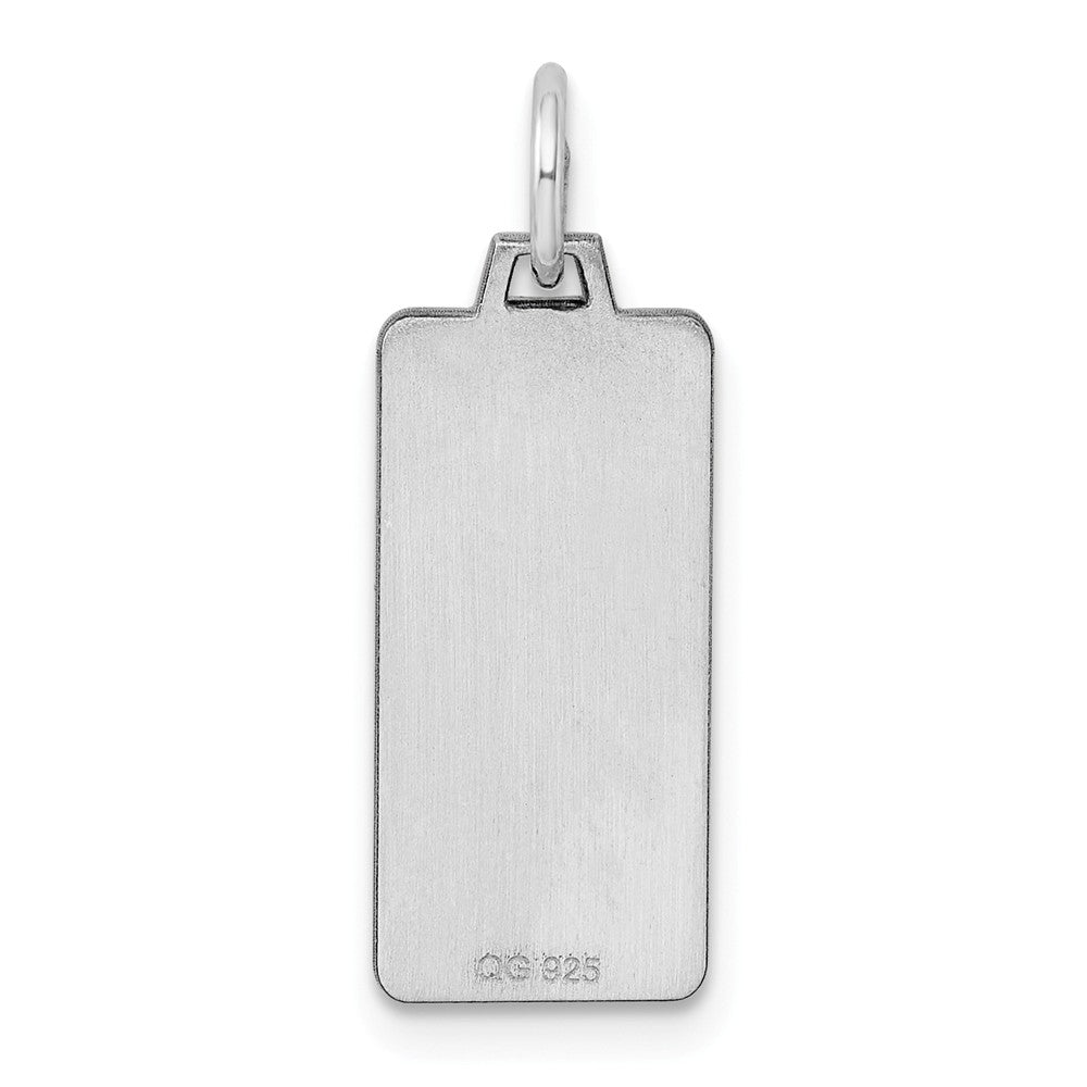 Million Charms 925 Sterling Silver Rhod-Plate Eng. Rect. Polish Front/Satin Back Disc Charm
