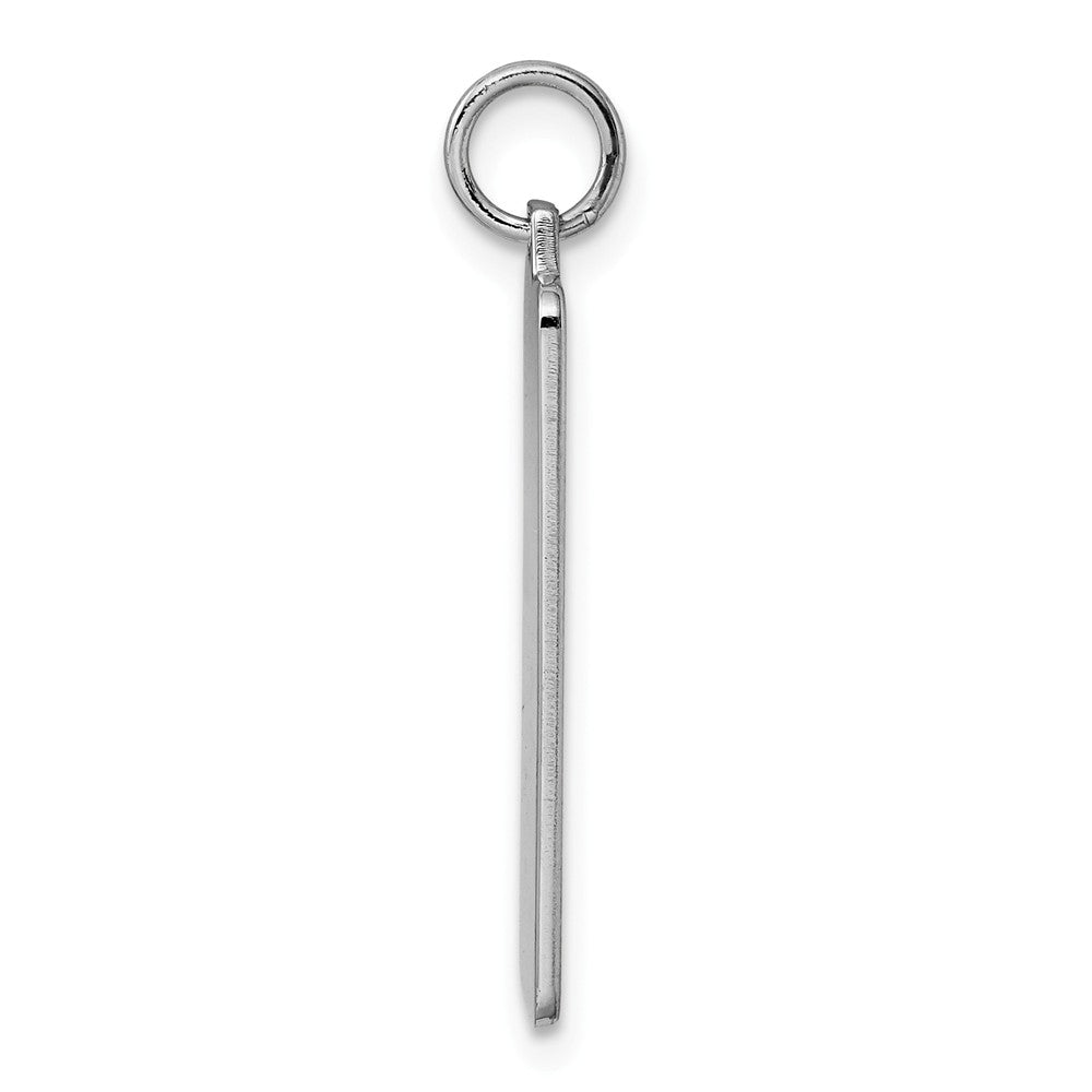 Million Charms 925 Sterling Silver Rhod-Plate Eng. Rect. Polish Front/Satin Back Disc Charm