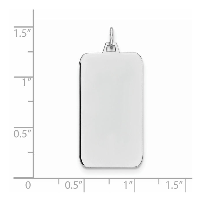 Million Charms 925 Sterling Silver Rhod-Plate Eng. Rect. Polish Front/Satin Back Disc Charm