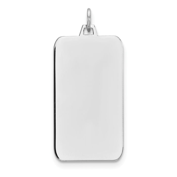Million Charms 925 Sterling Silver Rhod-Plate Eng. Rect. Polish Front/Satin Back Disc Charm