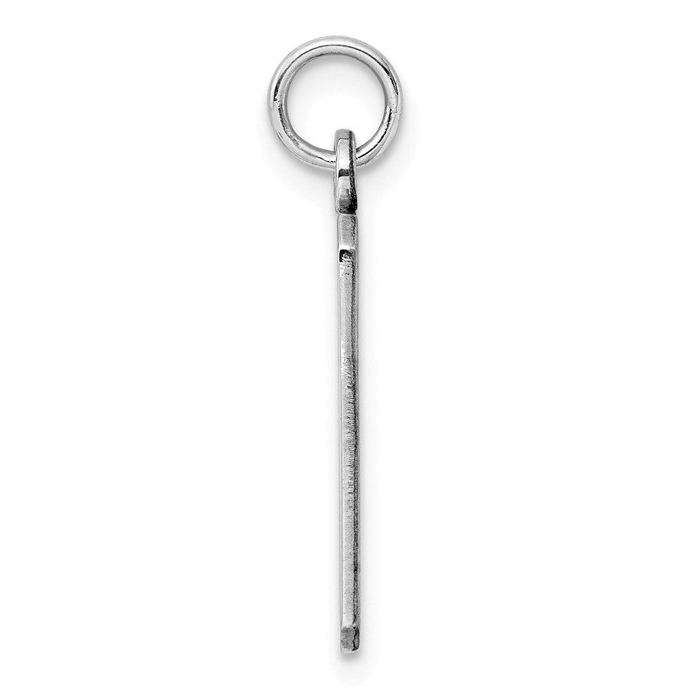 Million Charms 925 Sterling Silver Rhod-Plate Eng. Rect. Polish Front/Satin Back Disc Charm