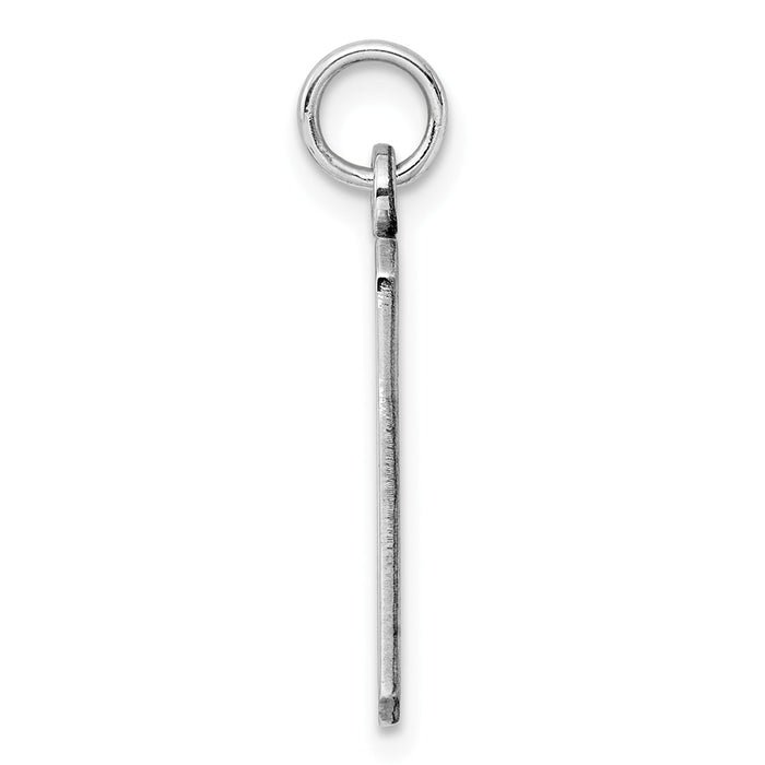 Million Charms 925 Sterling Silver Rhod-Plate Eng. Rect. Polish Front/Satin Back Disc Charm