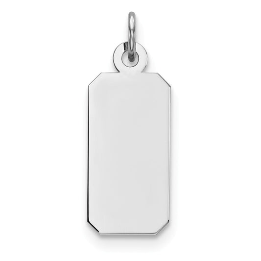 Million Charms 925 Sterling Silver Rhod-Plate Eng. Rect. Polish Front/Satin Back Disc Charm