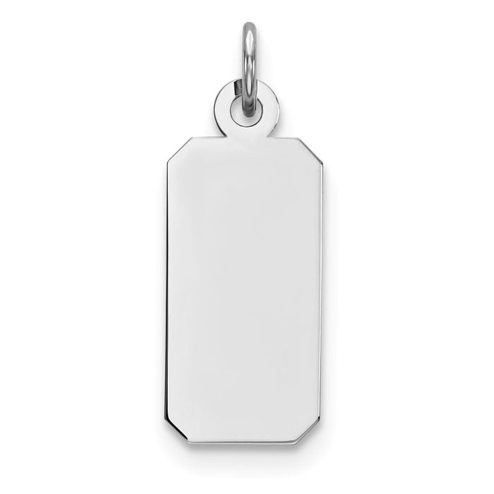 Million Charms 925 Sterling Silver Rhod-Plate Eng. Rect. Polish Front/Satin Back Disc Charm