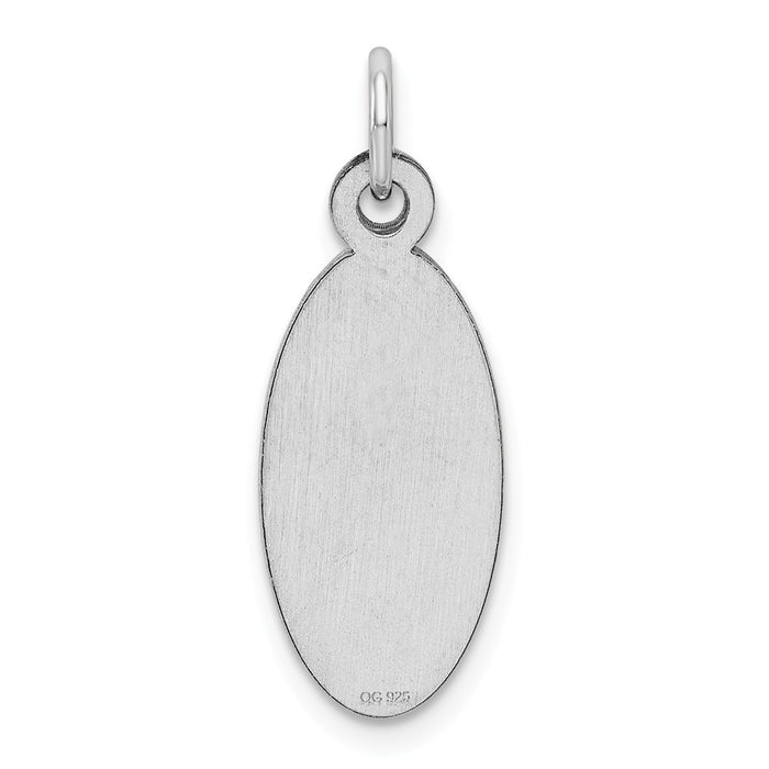 Million Charms 925 Sterling Silver Rhod-Plate Eng. Oval Polish Front/Satin Back Disc Charm